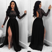 Load image into Gallery viewer, Black Lace Sequins Mesh  Evening Dress