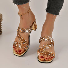 Load image into Gallery viewer, Crystal Slippers Luxury Rhinestone Med Heels Sandals