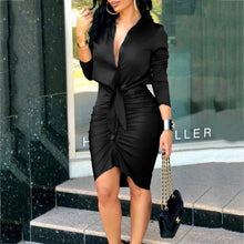Load image into Gallery viewer, Elegant Sexy Women's Shirt Dress Long Sleeve V Neck