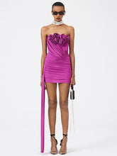 Load image into Gallery viewer, Fashion Sexy Backless Flower Pleated Design Strapless Bodycon Mini