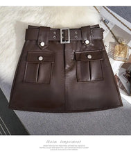 Load image into Gallery viewer, Leather Short Skirt Belt A-line Wrap Hip