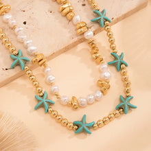 Load image into Gallery viewer, 2Pcs/Set Boho Ocean Blue Starfish Star Beads Chain Necklace