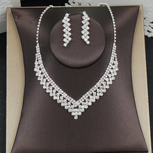 Load image into Gallery viewer, Necklace + Earrings Crystal Wedding Party Bride