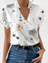 Load image into Gallery viewer, Loose V-neck Printed Shirt Floral Print  Sleeve