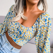 Load image into Gallery viewer, Lantern Sleeve Bow Floral Chiffon Shirt