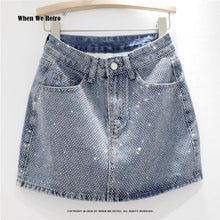 Load image into Gallery viewer, Hot Diamond Splice Denim Skirt High Waist