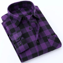 Load image into Gallery viewer, Men's Fashion Contrast Plaid Checkered Brushed Flannel Shirt