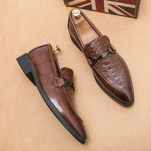 Load image into Gallery viewer, Crocodile Pattern Leather Shoes Fashion Loafers Men's Slip-On