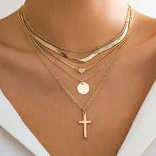 Load image into Gallery viewer, 5Pcs/Set Vintage Cross Coin Heart Pendant Necklace