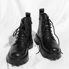 Load image into Gallery viewer, English Style Zipper Boots Leather Lace-Up