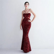 Load image into Gallery viewer, New Sequin Evening Dress Halter Neck Mermaid