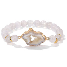 Load image into Gallery viewer, Handmade Natural Druzy Quartz Crystal Charm Bracelet Fashion Stripe