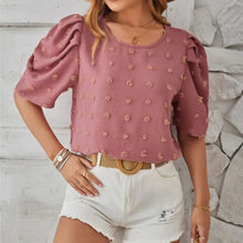 Load image into Gallery viewer, Jacquard Ball Short Sleeved Round Neck