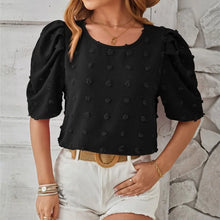 Load image into Gallery viewer, Jacquard Ball Short Sleeved Round Neck
