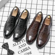 Load image into Gallery viewer, Leather Loafers Men's Pointed Toe Lace-Up