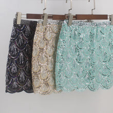 Load image into Gallery viewer, High Waist Sequins Mini Bling Skirt
