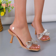 Load image into Gallery viewer, Diamond Butterfly High Heel Sandals Square Toe