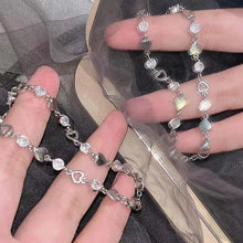 Load image into Gallery viewer, Heart Link Bracelet Silver Color Crystal