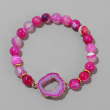 Load image into Gallery viewer, Handmade Natural Druzy Quartz Crystal Charm Bracelet Fashion Stripe