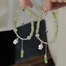 Load image into Gallery viewer, Green Bamboo Joint Beaded Bracelet