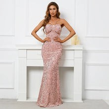 Load image into Gallery viewer, New Sequin Evening Dress Halter Neck Mermaid