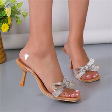 Load image into Gallery viewer, Diamond Butterfly High Heel Sandals Square Toe