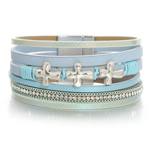 Load image into Gallery viewer, Handmade Braided Cross Leather Bracelet