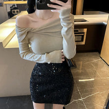 Load image into Gallery viewer, New High Waist Sequined Skirt