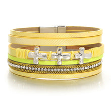 Load image into Gallery viewer, Handmade Braided Cross Leather Bracelet