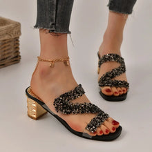 Load image into Gallery viewer, Crystal Slippers Luxury Rhinestone Med Heels Sandals