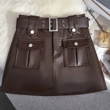 Load image into Gallery viewer, Leather Short Skirt Belt A-line Wrap Hip