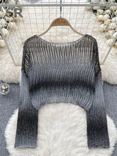 Load image into Gallery viewer, Knit Pullover Autumn Outwear O Neck Long Sleeve Hollow Out