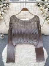 Load image into Gallery viewer, Knit Pullover Autumn Outwear O Neck Long Sleeve Hollow Out