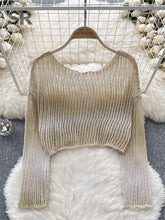Load image into Gallery viewer, Knit Pullover Autumn Outwear O Neck Long Sleeve Hollow Out