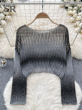 Load image into Gallery viewer, Knit Pullover Autumn Outwear O Neck Long Sleeve Hollow Out
