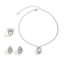 Load image into Gallery viewer, 3Pcs Luxury Water Drop Rhinestone Pendant Choker Necklace Stud