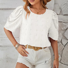 Load image into Gallery viewer, Jacquard Ball Short Sleeved Round Neck