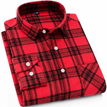 Load image into Gallery viewer, Men's Fashion Contrast Plaid Checkered Brushed Flannel Shirt