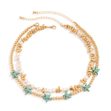 Load image into Gallery viewer, 2Pcs/Set Boho Ocean Blue Starfish Star Beads Chain Necklace