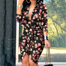 Load image into Gallery viewer, Elegant Sexy Women's Shirt Dress Long Sleeve V Neck