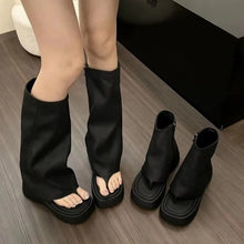 Load image into Gallery viewer, Black Flip-flop Boots Sandals Women's Shoes Open-toe Side