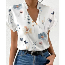 Load image into Gallery viewer, Loose V-neck Printed Shirt Floral Print  Sleeve