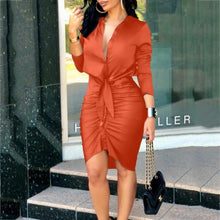 Load image into Gallery viewer, Elegant Sexy Women's Shirt Dress Long Sleeve V Neck