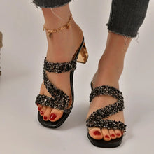 Load image into Gallery viewer, Crystal Slippers Luxury Rhinestone Med Heels Sandals