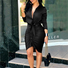 Load image into Gallery viewer, Elegant Sexy Women's Shirt Dress Long Sleeve V Neck