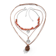 Load image into Gallery viewer, 3Pcs Creative Stone Holder Cage Tree Dragonfly Pendant Necklace