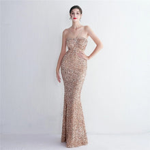Load image into Gallery viewer, New Sequin Evening Dress Halter Neck Mermaid