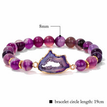 Load image into Gallery viewer, Handmade Natural Druzy Quartz Crystal Charm Bracelet Fashion Stripe