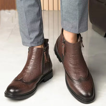 Load image into Gallery viewer, Genuine Leather Men Side Zipper Ankle Boots Winter Plush Snow