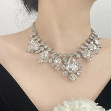 Load image into Gallery viewer, FYUAN Luxury Water Drop Crystal Choker Necklaces for Women Silver